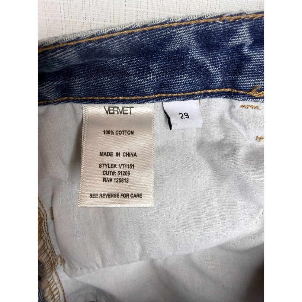 Vervet VT1151 High Rise Distressed Mom Jeans Raw Hem 100% Cotton Denim Womens 29 - Picture 3 of 9